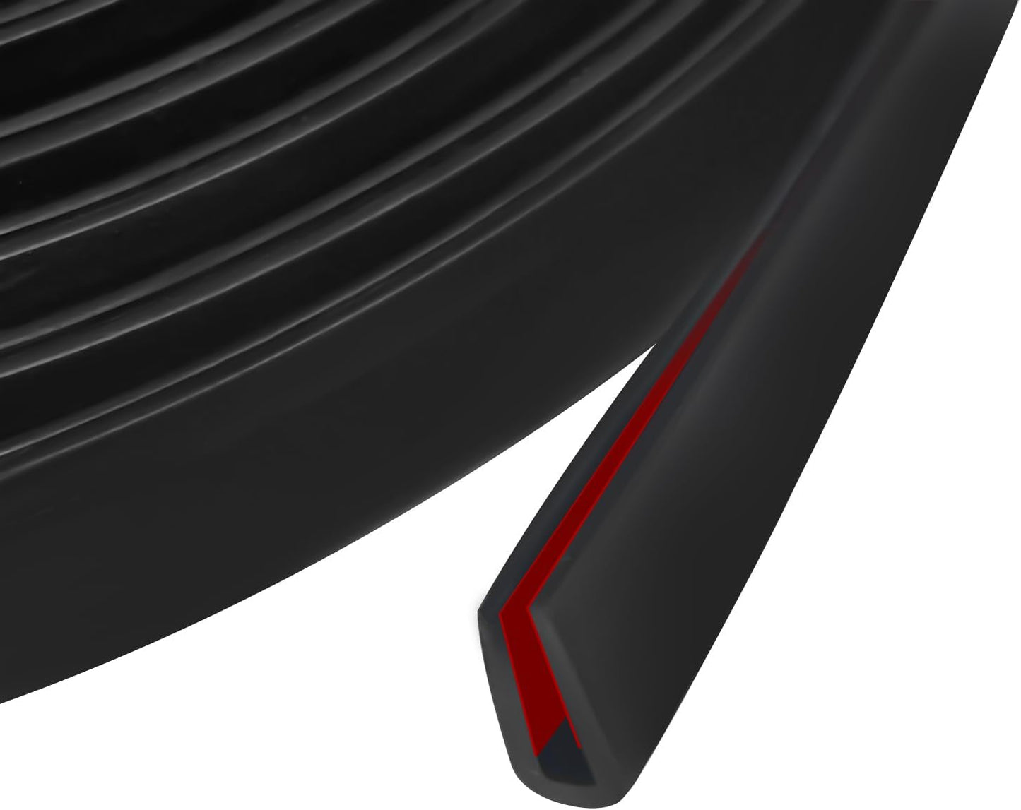 Edge Trim, 3/32" Rubber Edge Trim, Flexible Self Adhesive U Channel Edge Trim, Edge Protector for Sharp Edge, Sheet Metal and Car Doors, Peel and Stick Auto Door Guard, Black Color, 20Ft