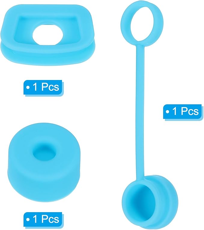 PATIKIL Silicone Spill Stopper for Straw Cup 1.0 40oz/ 30oz, Set of 3 Tumbler Accessories Including 1 Straw Cover Cap, 1 Square Spill Stopper and 1 Round Leak Stopper, Blue