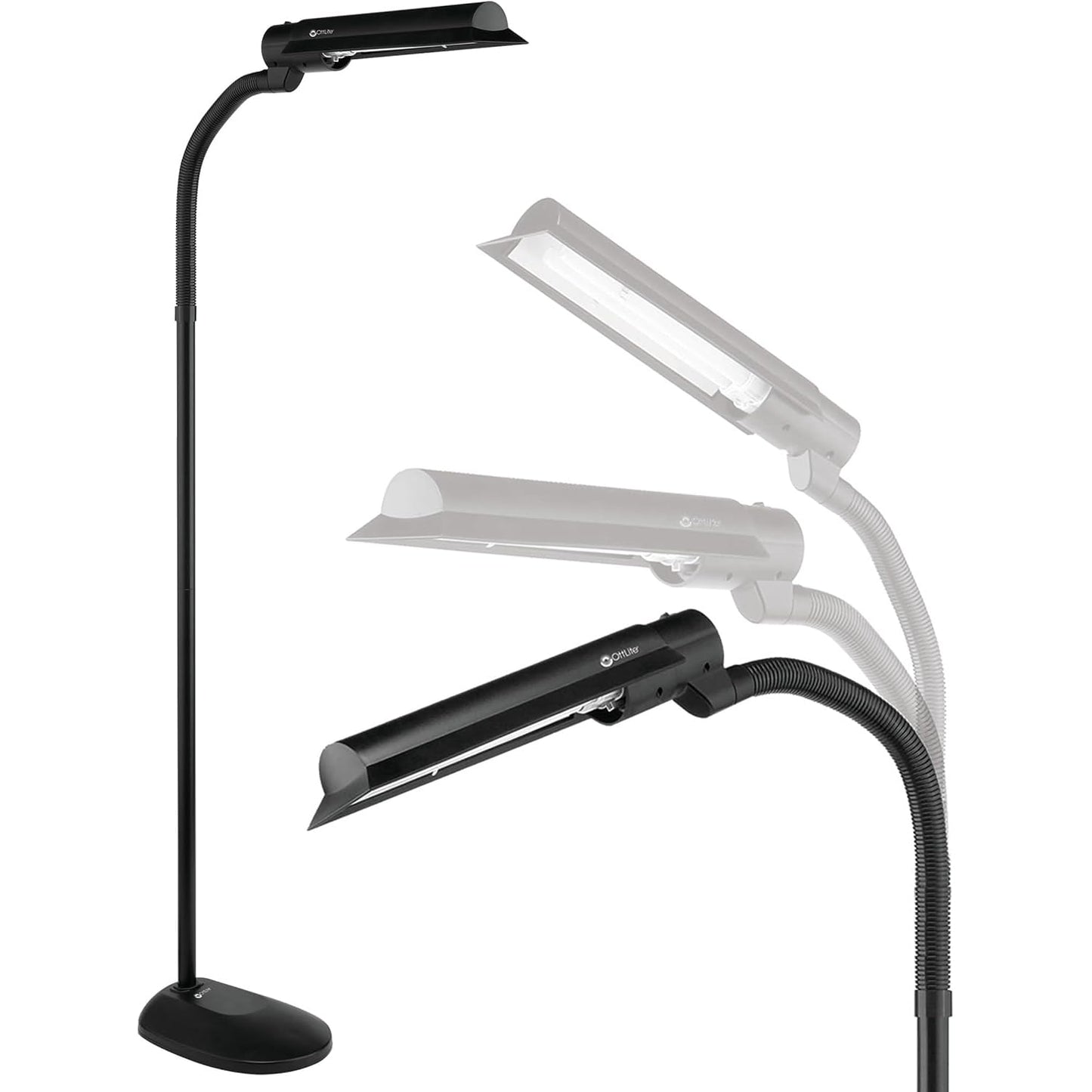 Ottlite 18W Wingshade Adjustable Floor Lamp, Black Metal, Ideal For Crafts, Office, Living Room - Model T81G5T