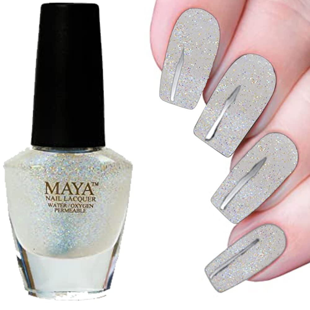 MAYA Nail Lacquer (Glitter Top Coat Nail Polish). Breathable, Halal, Made in the USA