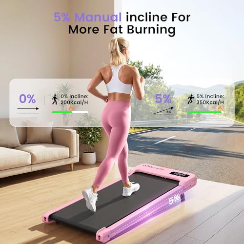 Small Walking Pad Treadmill with Incline - Under Desk Treadmill with Vibration Massage Plate, 2.5HP Compact Portable Tread...