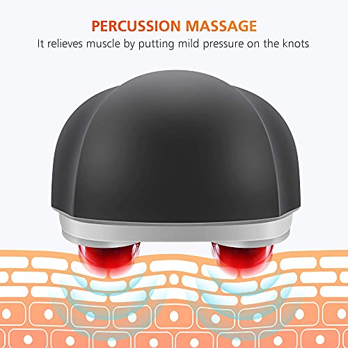 Snailax Cordless Handheld Back Massager with Heat, Deep Tissue Percussion Massager, 3 Sets of Dual Pivoting Heads,Recharge...