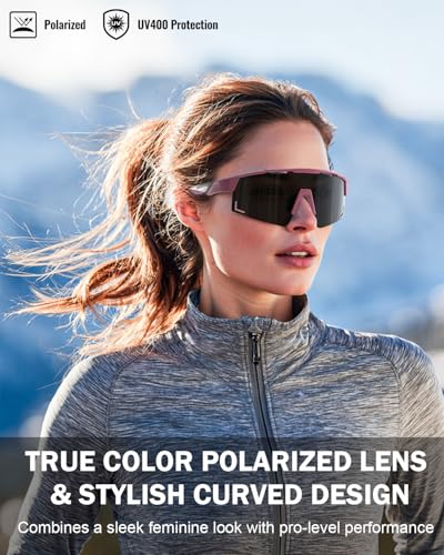 Pluxmooc Polarized Running Sunglasses for Women Men, Cycling Sports Sun Glasses for Hiking Fishing Motorcycle UV Protection