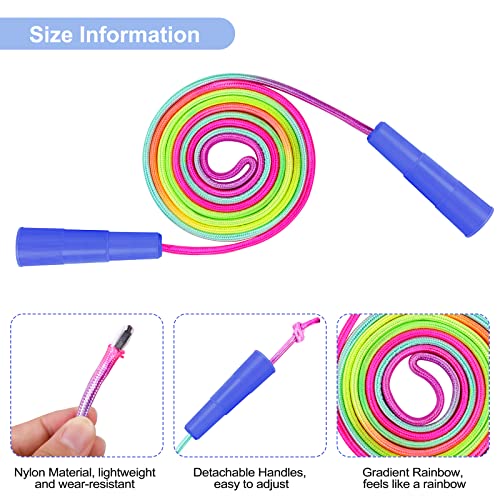 Elcoho 24 Packs Rainbow Jump Rope Set 7.2 Feet Adjustable Nylon Skipping Ropes Jumping Ropes for Outdoor Activity Party Fa...