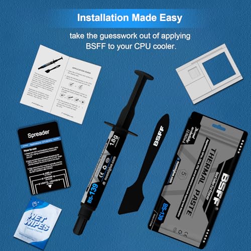 BSFF Thermal Paste, 1.8g with Toolkit CPU Paste Thermal Compound Paste Heatsink for IC/Processor/CPU/All Coolers, Carbon B...