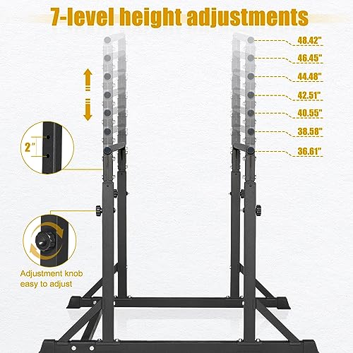 Bongkim Dip Bar, Heavy Duty Dip Station with 7 Height Levels, 800lbs Adjustable Parallel Bars for Tricep Dips Pull-Ups L-S...