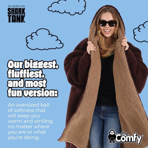 THE COMFY Teddy Bear Quarter-Zip|Oversized All Sherpa Wearable Blanket With Zipper, Seen On Shark Tank