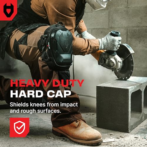 NoCry Professional Construction Knee Pads for Men and Women with Non-Slip Heavy Duty Cap and Ankle Support — Thick Foam an...