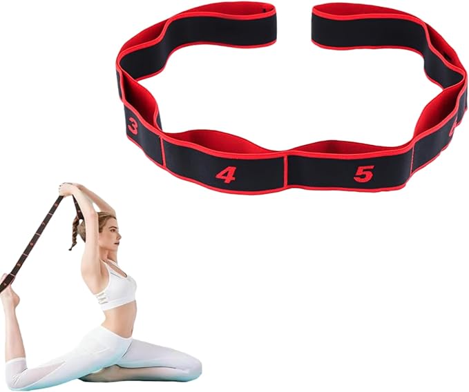 Numbered Resistance Band,8 Section Elastic Stretch Strap,Yoga Stretching Strap with Loops,Pilates Pull Strap with Numbered...