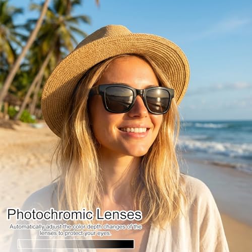 AI Smart Glasses with Color-Change Lenses Bluetooth Glasses for Men Women with Translation 160+Languages Voice Assistant T...