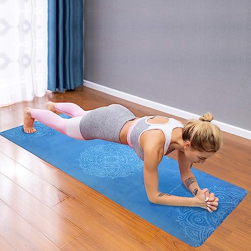 SNAKUGA Travel Yoga Mat, Non Slip Exercise Suede Mat with Carry Bag, All-Purpose Fitness Mat with High Density Anti-Tear S...