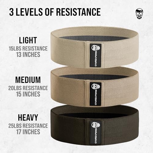 Hip Bands for Booty Workouts | Non Slip Fabric Band Set with 3 Levels - Resistance Bands for Legs & Hip - for Men & Women