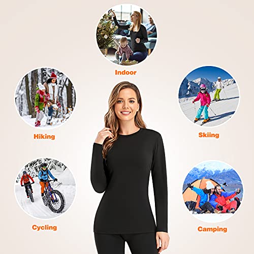 SIMIYA Thermal Underwear Set for Women Long Johns with Fleece Lined Long Sleeves Base Layer Set Top Bottom