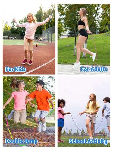 Jump Rope for Kids, Lorvain Adjustable Skipping Rope, Kids Jump Ropes with Wooden Handle for Girls Boys, Weighted Jumping ...