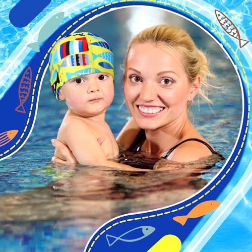 Geyoga 3 Pcs Kids Swim Caps for Boys Girls Age 2-12 Swimming Hat Pool Cap Child Swim Hat for Toddler Youth