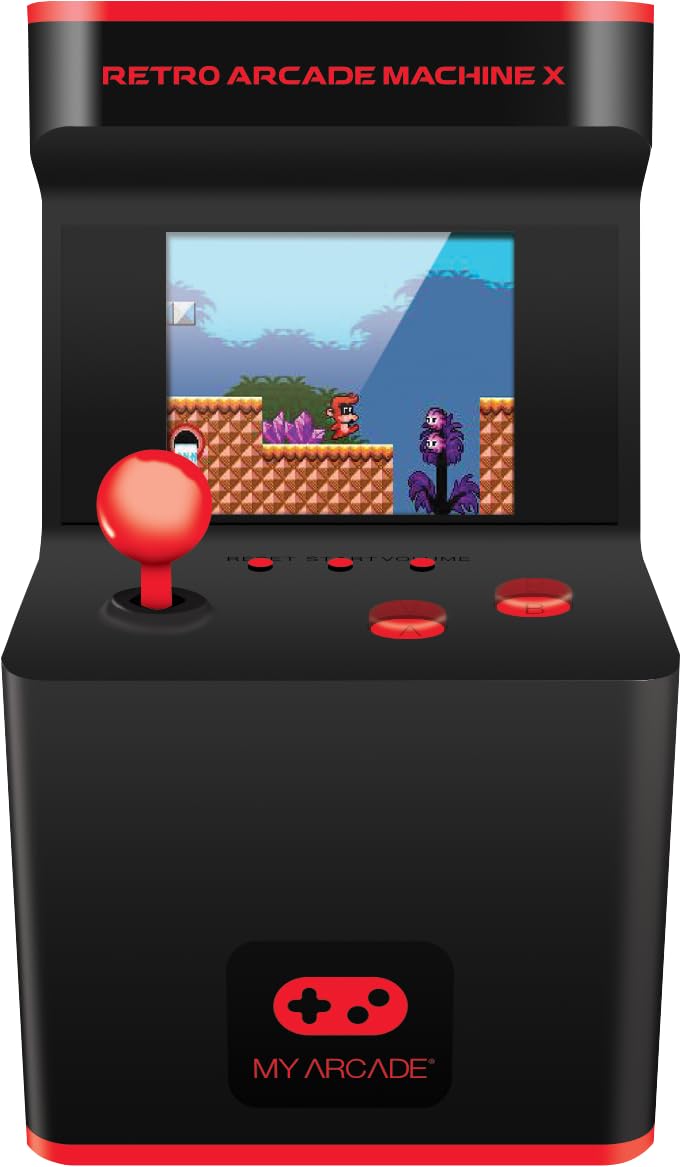 My Arcade Retro Arcade Machine X Playable Mini Arcade: 300 Retro Style Games Built In, 5.75 Inch Tall, AA Battery Powered, 2.5 Inch Color Display, Illuminated Buttons, Speaker, Volume Control