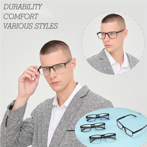 acavefox 4 Pack 1.75 Reading Glasses Men Readers Computer Blue Light Blocking Fashion and Comfortable Spring Hinge Eyeglasses