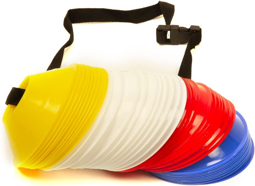 GSi Sports Cones | 40 Pack Training Cones with Strap for Agility Drills, Soccer, and Sports Practice and Shapes