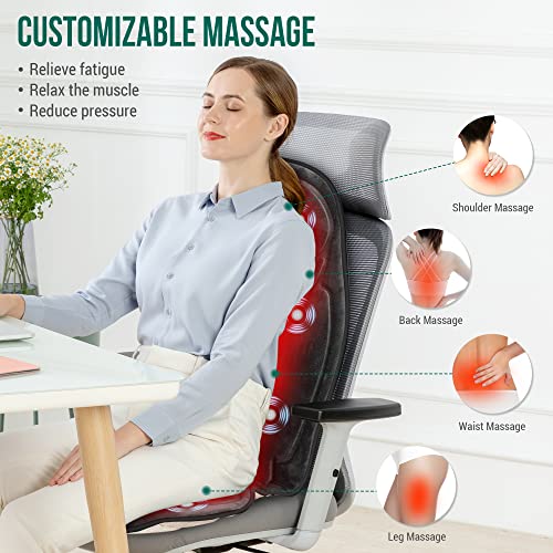 Snailax Back Massager with Heat, Memory Foam Chair Massage Pad, 5 Massage Modes & 2 Heat Settings, Seat Massager for Offic...