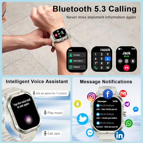 Smart Watch for Men Android/iPhone, 2.06" HD Anti-impact Touchscreen GPS Smartwatch with Heart Rate/SpO2/Sleep/Monitor, An...