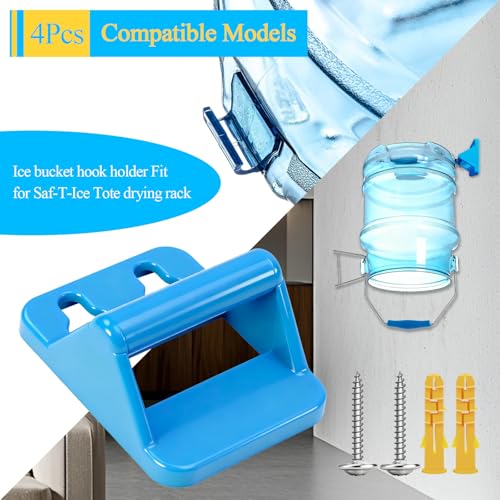WFCYX 4 Pcs Multifunctional Ice Bucket Hanger Bracket, Ice Bucket Hook Holder, Fit for Saf-T-Ice Tote Drying Rack, W/Screw...