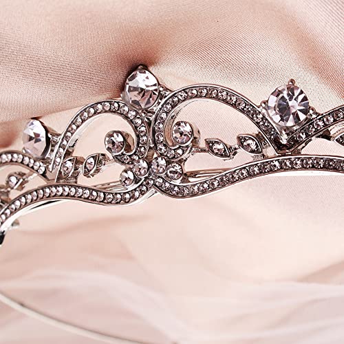 HJYHYN Rhinestone Crystal Bridal Tiara Princess Crown for Women and Girls - Birthday Tiaras