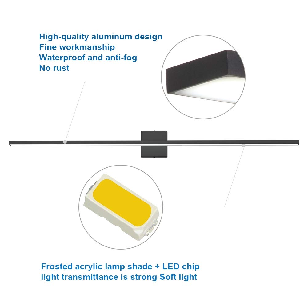 Ralbay 48 Dimmable Modern Led Vanity Light - 46W Frosted Aluminum, Cool White 6000K, Model 1089