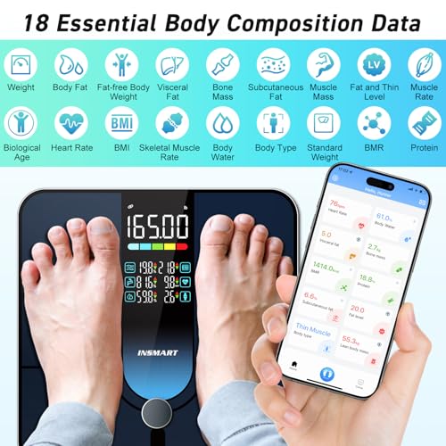 INSMART Smart Scale for Body Weight, Large Display Body Fat Scale, Accurate Weight Scale Digital Bluetooth Bathroom Scale ...