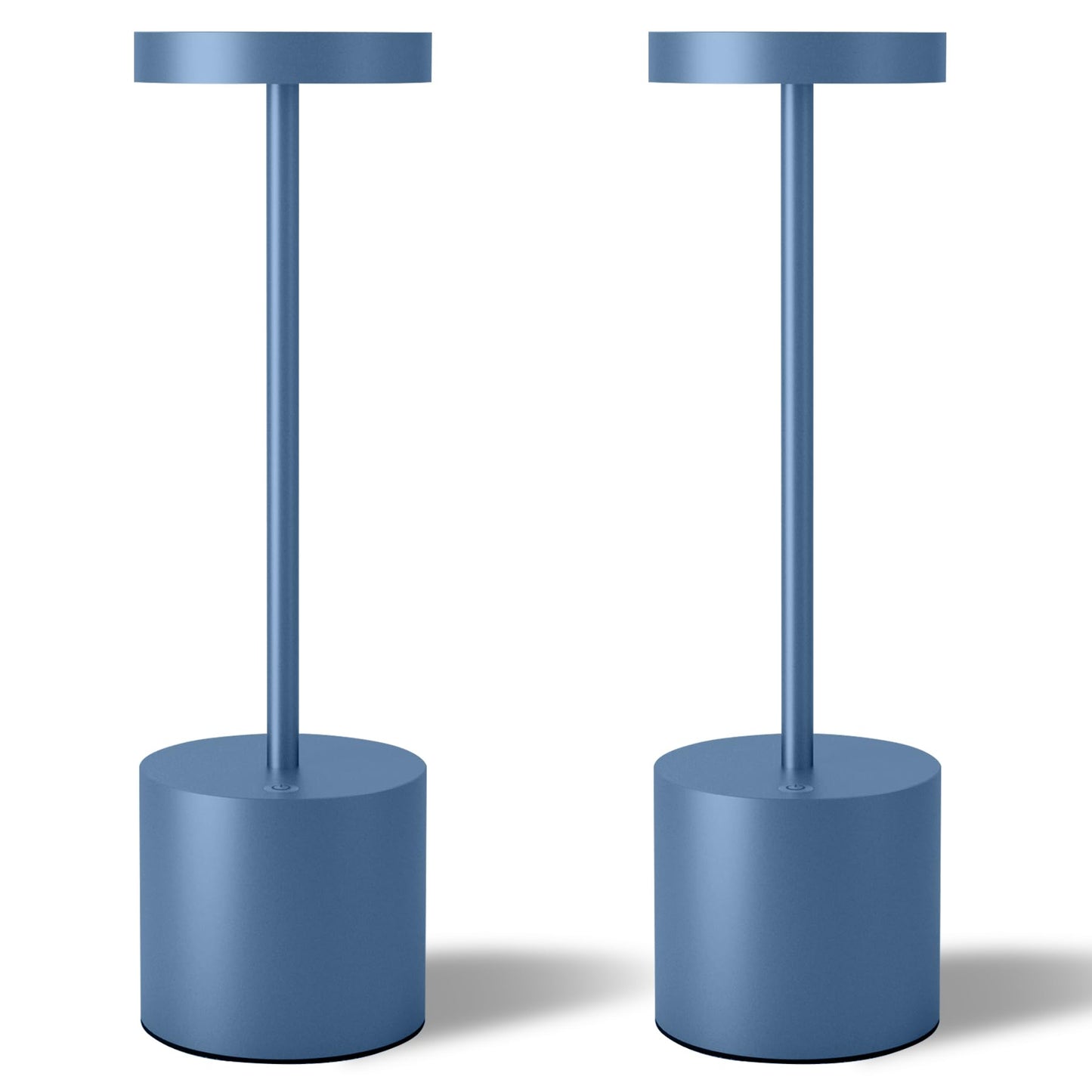 TBBGA Cordless Table Lamp Set of 2, 5000mAh Rechargeable, 3 Color Dimming, Aluminum, Blue, Model Q001Blue