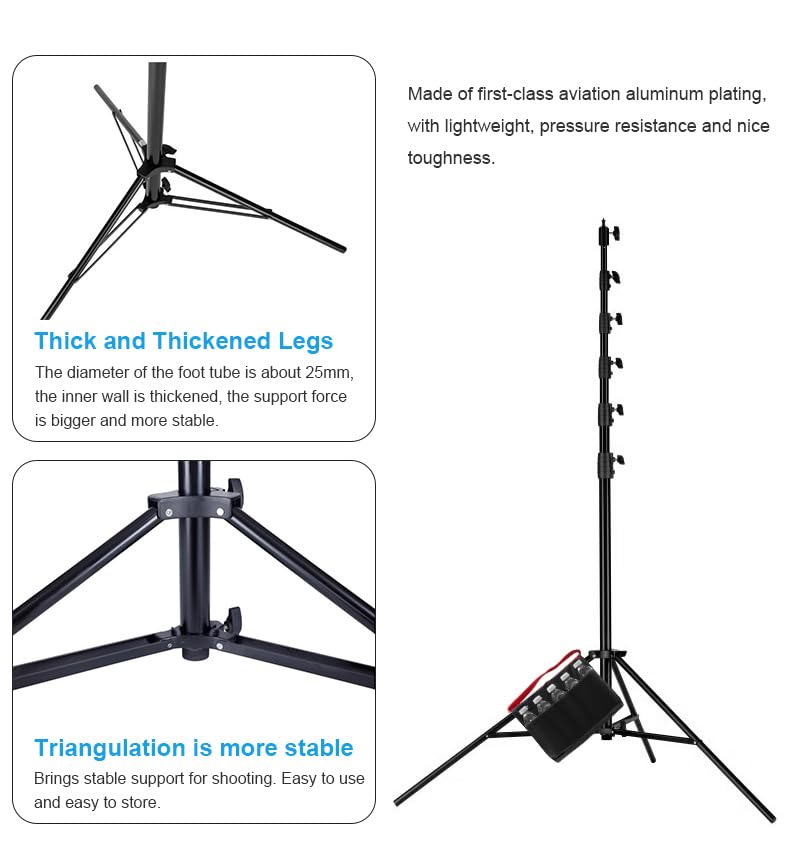 FOMITO Photography Light Stand 24ft/730cm, Air-Cushioned Heavy Duty Aluminum Photo Video Tripod Stand with 1/4" Screw for Drone Communication Base Station, and Studio Light, Max Load 22.5kg, LM-7300HA