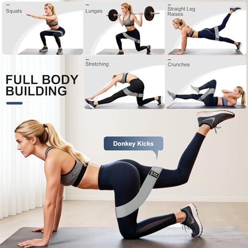 WTYIY Fabric Resistance Bands for Working Out, 3-Level Non-Slip Exercise Bands for Men and Women, Booty Bands Equipment fo...