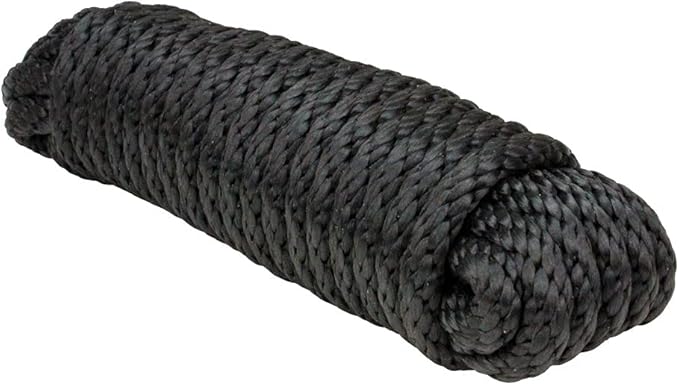Extreme Max 3008.0022 Solid Braid MFP Utility Rope - 3/8" x 100', Black