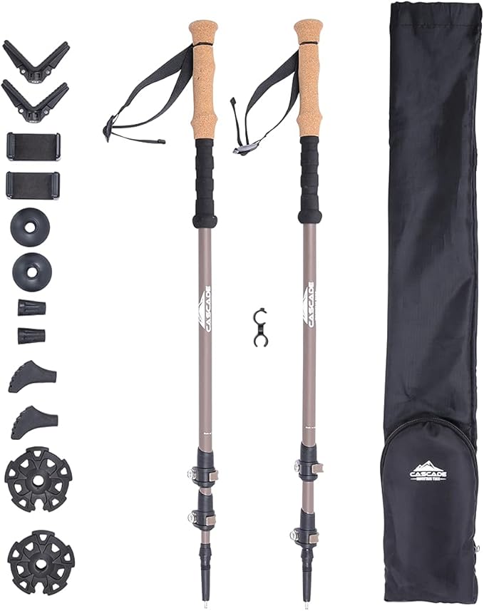 Cascade Mountain Tech Trekking Poles - Carbon Fiber Monopod Walking or Hiking Sticks with with Accessories Mount and Adjus...
