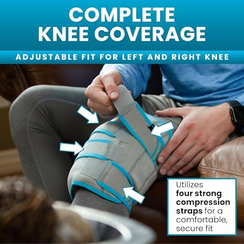 Vive Knee Ice Pack Wrap - Cold/Hot Gel Compression Brace - Heat Support Strap for Arthritis Pain, Tendonitis, ACL, Athleti...
