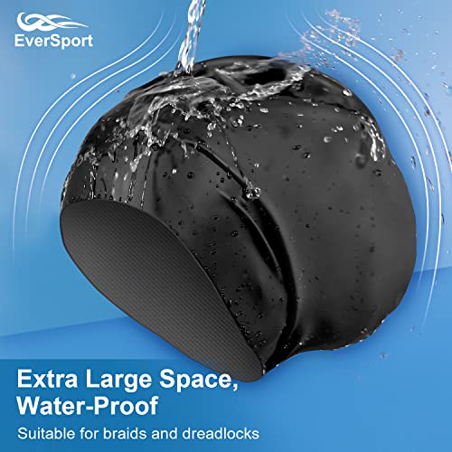 EverSport Large Swim Cap for Braids and Dreadlocks, Waterproof Silicone Swimming Cap for Women Men Keep Hair Dry
