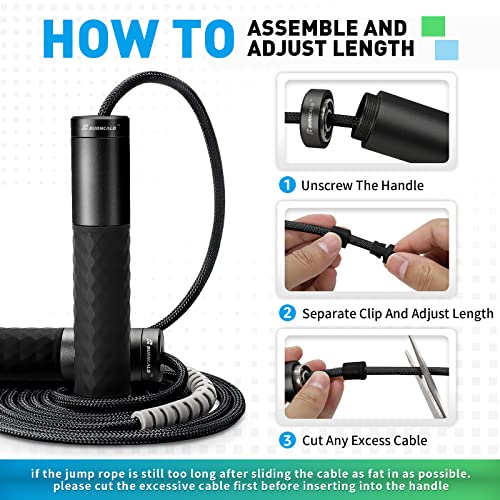 BURNCALO Weighted Jump Rope for Men, Women (1.5LB) - Alloy Steel Handles, Speed Skipping Rope, Gym,Indoor/Outdoor - Fitnes...