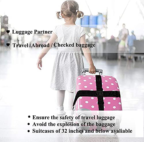 2 Pack Suitcase Belts, Adjustable Luggage Straps, Bright Colors Travel Packing Straps with Quick Release Buckle (Black)