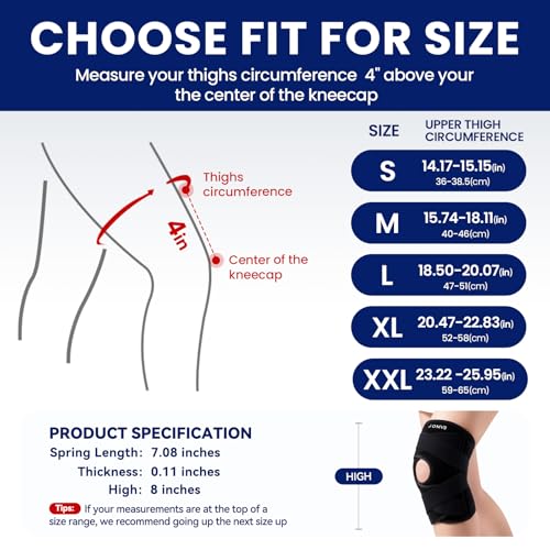 JOMVD Knee Brace for Knee Pain, Meniscus Tear, ACL, Adjustable Knee Support with Side Spring Stabilizers for Meniscus Tea...