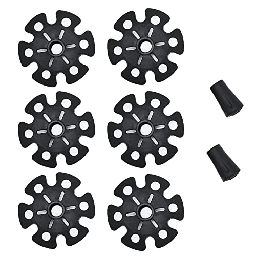 Leewoth 8pcs Trekking Pole Snow Baskets and Rubber Tips for Walking Sticks, Removable Ski Pole Replacement Accessory (Black)