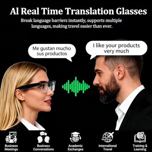 AI Smart Glasses with 4K Camera, 8MPW Anti-Shake Bluetooth Camera Glasses, 1080P Video Recording Dual Mic Noise Reduction,...