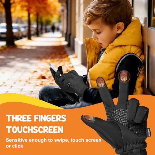 Sukeen Kids Winter Gloves, Soft Warm Touchscreen Anti-Slip Gloves for Kids Boys Girls Cycling Running Sports Outdoor