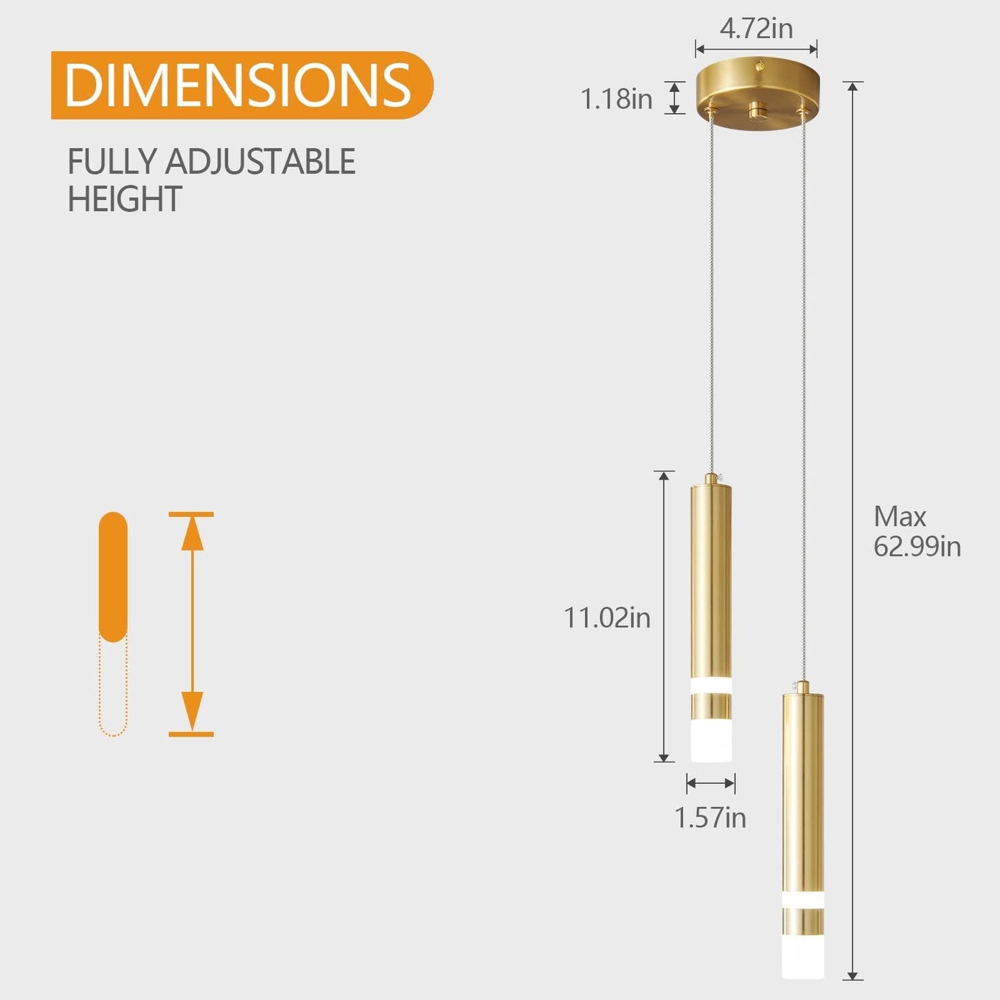 Liangmh Modern Pendant Light Kitchen Fixture Dimmable Led Gold Mini Pendant Lighting Fo Kitchen Island Bedroom Bedside Table Small Pendant Lights (2-Light)