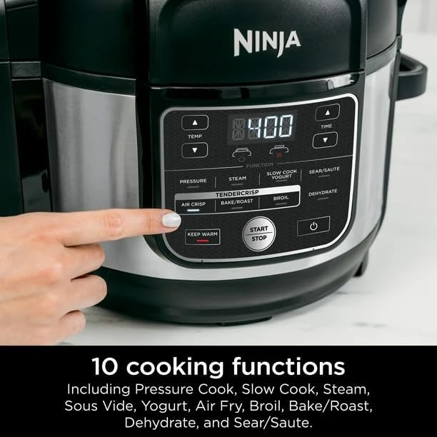 Ninja Foodi 10-in-1 6.5-Quart Pressure Cooker & Air Fryer – All-in-One Multi-Cooker with TenderCrisp Technology, Stainless Steel, Slow Cook, Steam, Sauté, Dehydrate & More