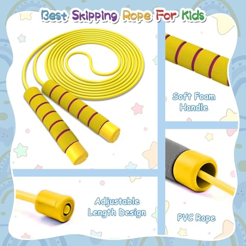 Jump Rope For Kids,Jump Rope Kids,Adjustable Soft Skipping Rope With Skin-Friendly Foam Handles For Boys,Girls,Women, Men,...