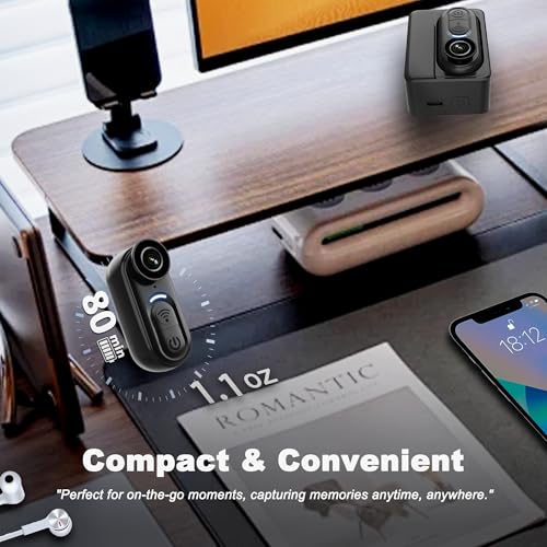 Catchallway 4K Mini Body Camera Action Cam with Audio & Video Recording -128G Thumb Size Hands Free Body Worn Cameras - We...