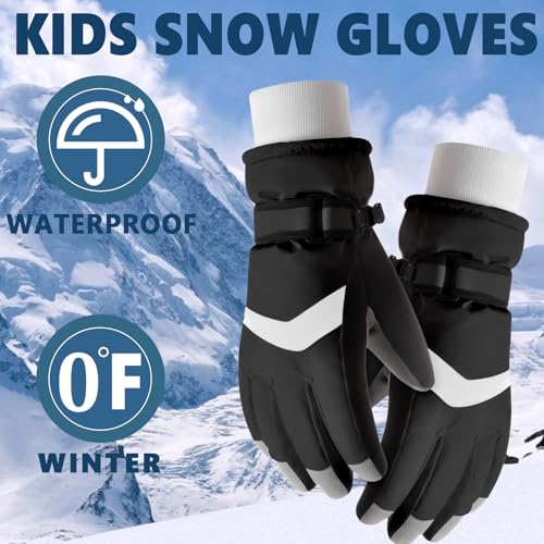 DARCHEN 3-12 Kids Snow Gloves Boys Winter Waterproof Ski Snowboarding Insulated Warm Windproof Cold Weather Sports Age Gir...
