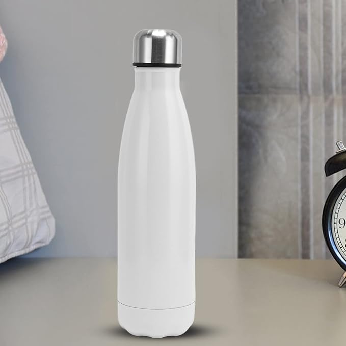 Thermal Flask, Water Bottles Durable Stainless Steel Double Wall Easy to for Camping Hiking Travel for School Outdoor Sports(Bright White)