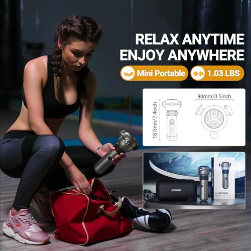 RapidGun Lite Deep Tissue Therapy Massage Gun - 6500 RPM Portable Vibrating Massager for Pain Relief, Trigger Points & Sti...