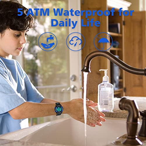 Kids Watch,Boys Watch for 3-15 Year Old Boys,Digital Sport Outdoor Multifunctional Chronograph LED 50 M Waterproof Alarm C...