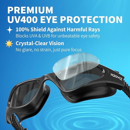 H20VIZ Swimming Goggles | Polarised, Anti-Fog, UV400 Protection, Anti-Leak, Includes Pro Swim Ear Plugs | Men Women Teens